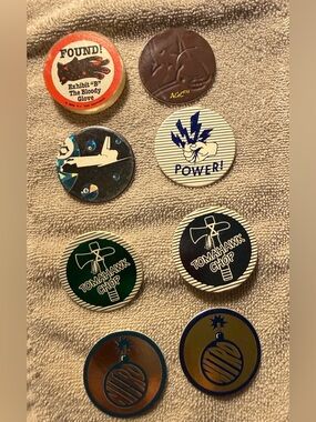 Vintage Unique Pogs - Assorted Graphic Designs (Blue, Green, Black, Red)